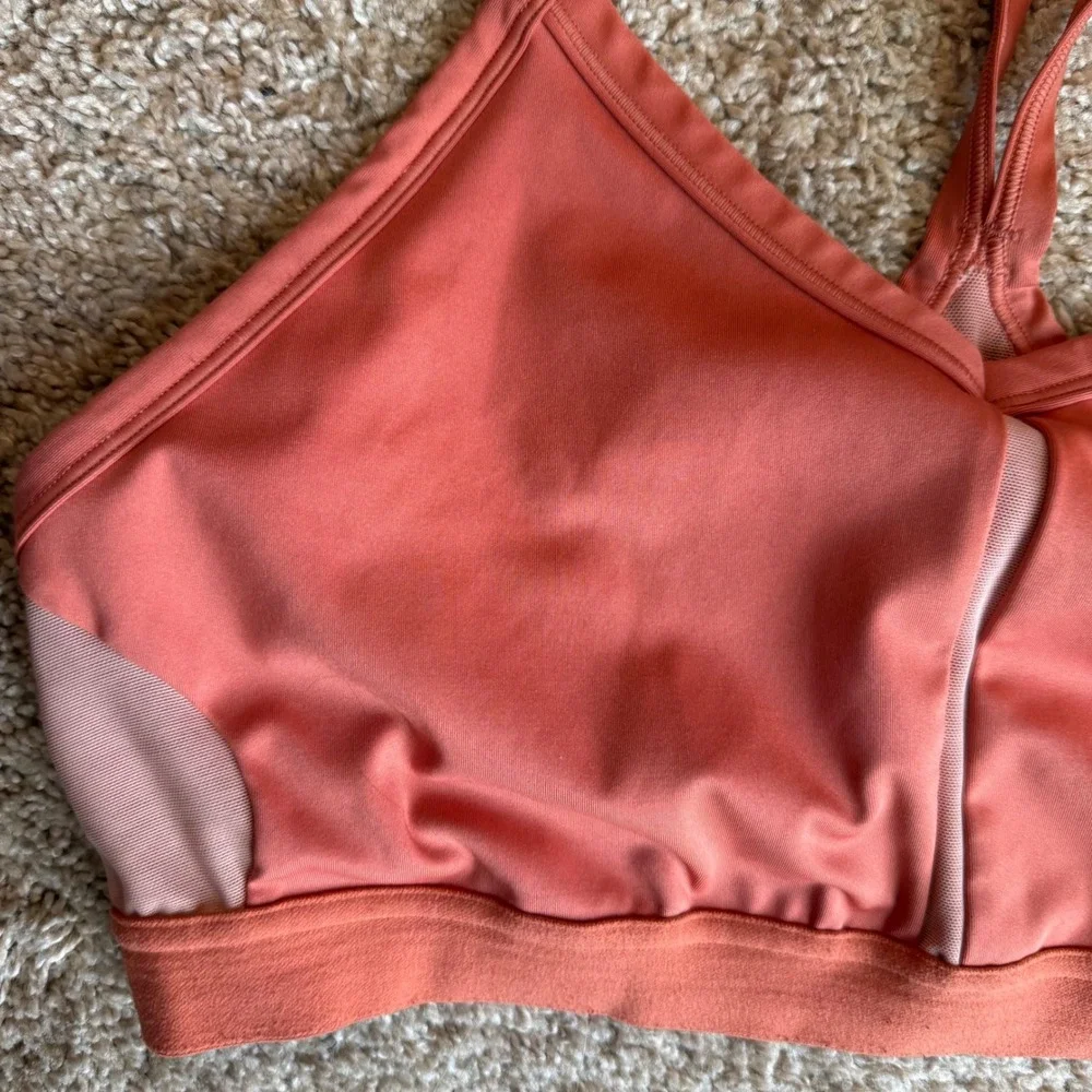 Nike Dri-FIT Indy Sports Bra Women XXL Coral Pink Light Support Mesh Trim Active